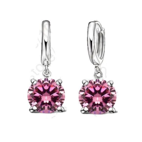 ❤️ Women Heart Earrings 925 Sterling Silver Love Pink Gift